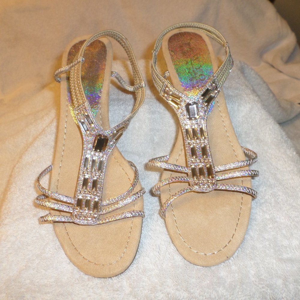 Women's Gold and Jeweled Sandals